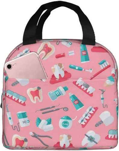 Vista 8 de Lonchera para dentistas, higienista dental, bolsa de almuerzo linda, bolsa de almuerzo aislada, para mujeres, hombres, trabajo, campamento, viajes