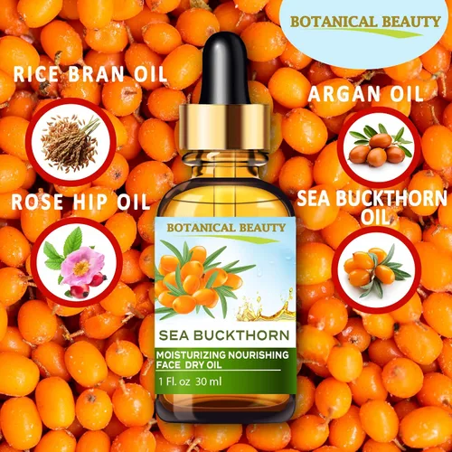 Vista 6 de Botanical Beauty Aceite seco hidratante facial nutritivo 100% natural. Salvado de arroz, rosa mosqueta, argán orgánico, aceite de fruta de espino