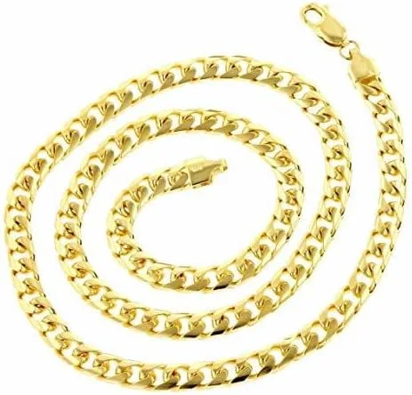 Vista 6 de The Diamond Deal Mens Hollow 10K Yellow Gold 4.5mm Shiny Hollow Miami Cuban Link Chain Necklace For men for Pendants Or Mens Bracelet with