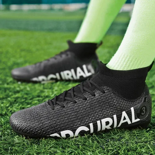 Vista 6 de Maylrvjv Men's High-Top Soccer Shoes Big Kids Football Boots Breathable Lightweight Outdoor Indoor Professional Training Sneakers