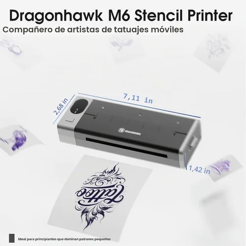 Vista 9 de Dragonhawk A1 Pro Kit de tatuaje con impresora térmica de plantillas de Juego completo de bolígrafos rotativos con agujas de cartucho