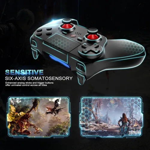 Vista 5 de Wireless Controller Compatible with PS4 System - Gamepad Joystick with Dual Vibration, 6-Axis Gyro Sensor, Audio Function for Playstation 4 SlimPro