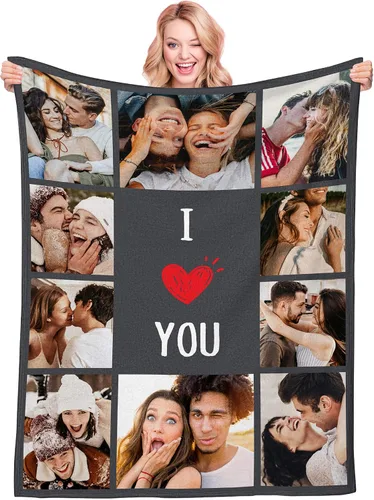 Vista 18 de Manta personalizada con texto fotográfico, manta personalizada con imagen para niños, madres, padres, amantes de mascotas, manta de franela