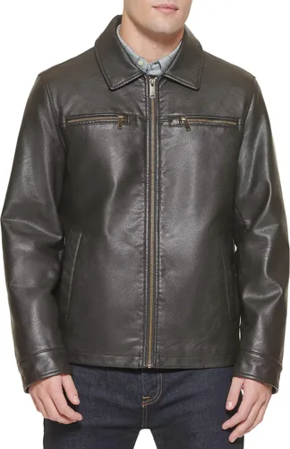 Vista 5 de Dockers - Chaqueta clásica de cuero sintético para hombre (tamaño regular, grande y alto)