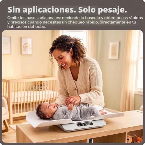 Vista 2 de Greater Goods Báscula digital para bebés y niños pequeños, no conectada Digital Newborn Scale with Removable Tray, 2-in-1 Design, Hold for Wiggly