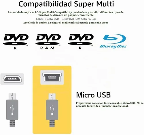Vista 4 de Produplicator LG BP60NB10 - Unidad externa portátil de 6X Ultra HD 4K Blu-ray con software CyberLink, BDXL de 100GB M-DISC y cable USB - Graba