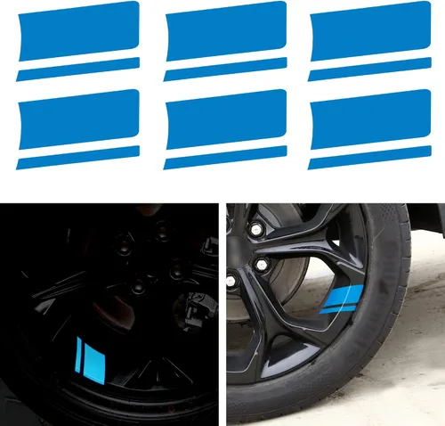 Vista 8 de TOMALL 6 calcomanías reflectantes de rayas para llantas de automóvil, vinilo reflectante de seguridad, calcomanías universales para llantas