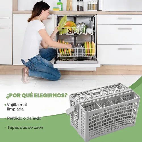 Vista 8 de Universal Dishwasher Basket Replacement - 2 in 1 Utensil/Cutlery Basket