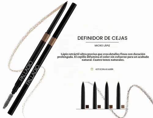 Vista 6 de Palladio Beauty - Lápiz definidor de cejas, lápiz de cejas ultra preciso con poder de larga duración, brocha de carrete mezcla color para un acabado