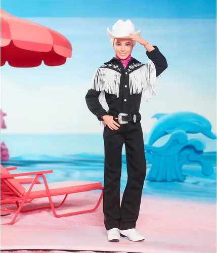 Vista 3 de Barbie Muñeca Ken coleccionable de la película con traje occidental blanco y negro (exclusiva)