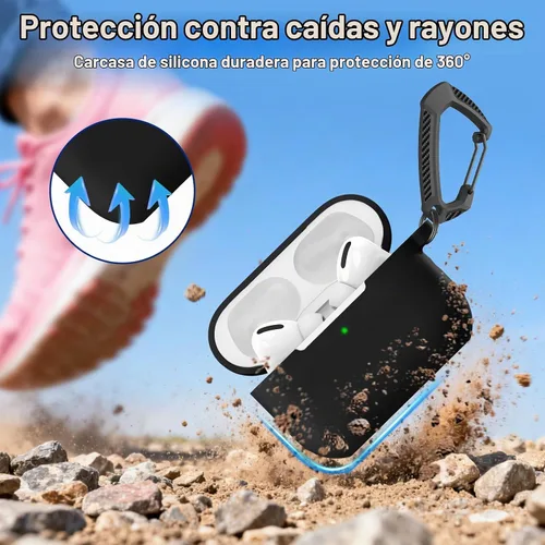 Vista 5 de MATEPROX Funda compatible con AirPods Pro 3 con llavero/correa de mano, Airpod Pro de 3ª generación [2025] Funda protectora de silicona a prueba