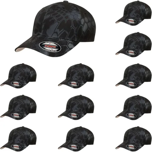 Vista 40 de Gorra de béisbol Flexfit Wooly Combed Premium de 6 paneles estructurada Ajuste elástico Paquete al por mayor disponible Negro