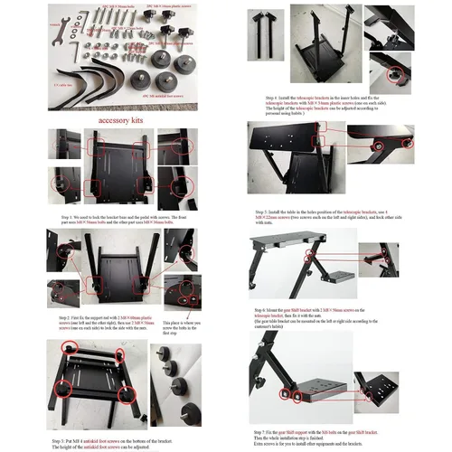 Vista 4 de VEVOR Soporte para volante de carreras G29 G920 apto para Logitech G27G25G29 y G920 para volante de carreras soporte de palanca de cambios