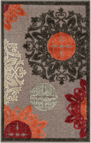 Vista 3 de Unique Loom Outdoor Modern Collection - Alfombra rectangular de 2 x 3 pies 1 pulgada, color marrón y naranja