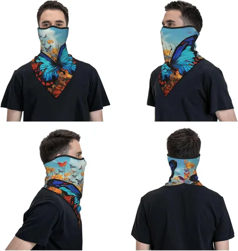 Vista 6 de Máscara de cuello para hombres y mujeres, protección solar UV, resistente al viento, bandana jirafa arco iris, cubierta facial, bufanda