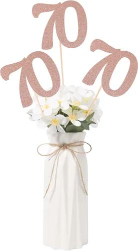 Vista 8 de Decoraciones de 50 aniversario NO 50, paquete de 10 centros de mesa de cumpleaños de 50 cumpleaños de doble cara con purpurina dorada para mesas Oro