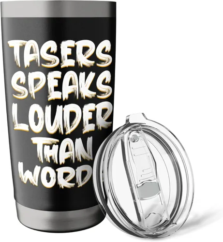 Vista 5 de Tasers Speak Louder Than Words - Vaso aislado de acero inoxidable eléctrico