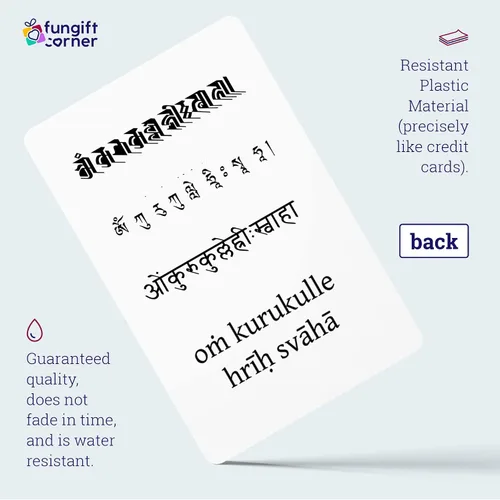 Vista 4 de Amuleto de Feng Shui con mantra rojo de Tara Gau y Kurukulle Svaha Man, símbolo para protección del hogar, regalo de Feng Shui, tarjeta de talismán