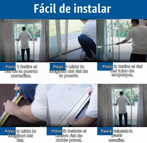 Vista 3 de KC Hardware - Riel de puerta corrediza de vinilo blanco de 60 pulgadas para puerta de patio, paquete de 1 unidad