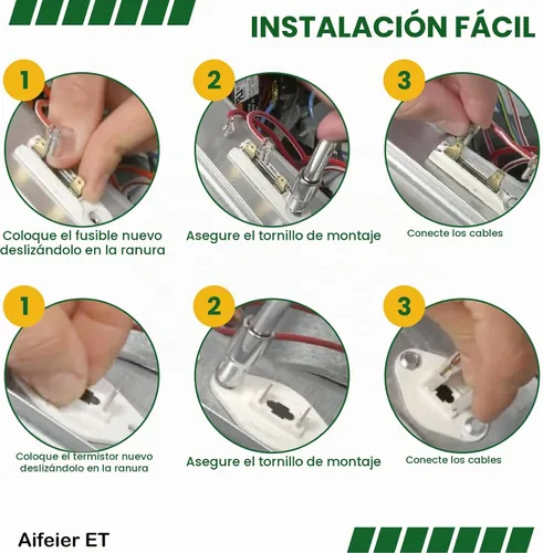 Vista 6 de Termistor de secadora 8577274 de 2 piezas y fusible térmico de secadora
