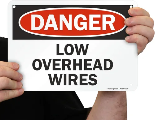 Vista 2 de SmartSign Letrero "Danger - Low Overhead Wires" Aluminio de 7 x 10 pulgadas