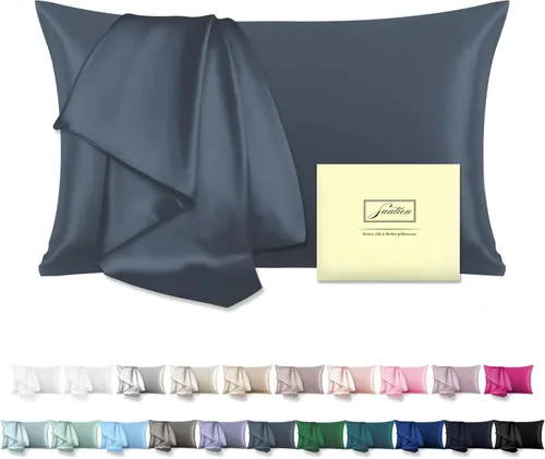 Vista 24 de Funda de almohada de seda para cabello y piel, suave, transpirable y resistente, funda de almohada de seda de tamaño Queen, fundas de almohada