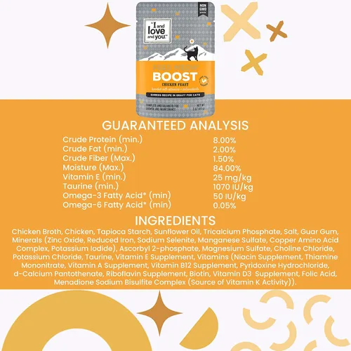Vista 5 de I and love and you Feed Meow Boost - Alimento húmedo para gatos, pollo, antioxidantes y vitaminas para mayor vitalidad, sin granos, triturado, 3