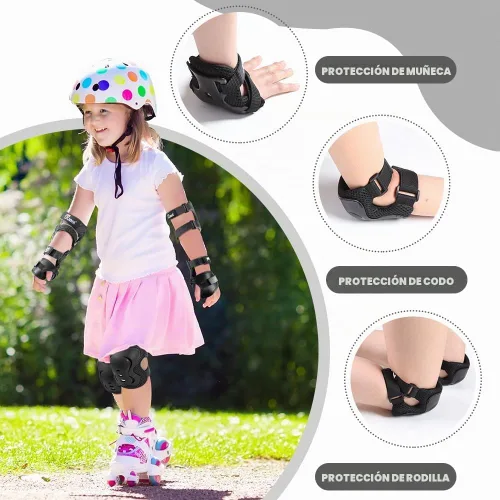 Vista 2 de JBM Rodilleras, coderas y muñequeras, equipo de protección para patinaje, ciclismo, patinaje sobre ruedas, patinaje en línea, scooter, equitación