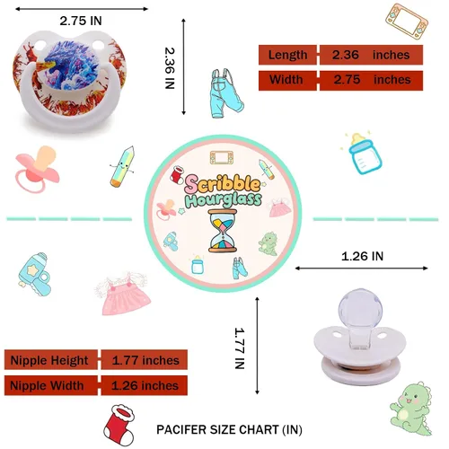 Vista 5 de Chupete de gran tamaño para la ansiedad: lindo escudo grande Paci para dormir - Maneja Binky con clips para chupete
