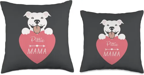 Vista 3 de jovy fits Pittie Mama Regalos para Pitbull, almohada Pit Bull Mom, 18 x 18 pulgadas, multicolor