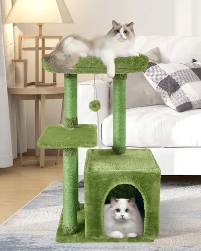 Vista 12 de FISH&NAP Lindo Árbol para Gatos Gatito Torre para Gatos para Gato de Interior Condominio Postes Rascadores de Sisal con Plataforma de Salto Muebles