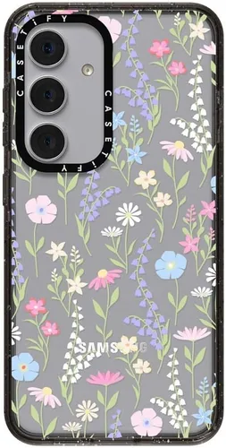 Vista 13 de CASETiFY Funda de impacto para Galaxy S22+ - Adhesivo Aries Moross, color negro transparente