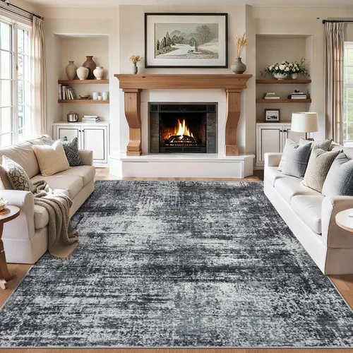Vista 27 de Area Rugs - Alfombra para sala de estar, 4 x 6, lavable, moderna, abstracta, suave, neutra, antideslizante, grande para interiores, resistente a