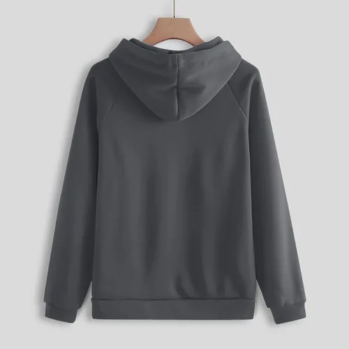 Vista 7 de Conjunto de sudadera y pantalones deportivos para mujer, conjunto de sudadera casual de manga larga, sin botones, con cordón ajustable