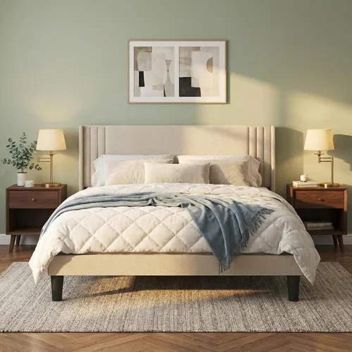 Vista 9 de Gizoon Base de cama matrimonial con cabecera con respaldo de ala, cama