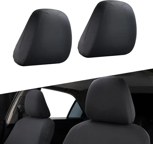 Vista 8 de Paquete de 2 fundas para reposacabezas de asiento de automóvil, repuesto para reposacabezas de asiento, protector de reposacabezas flexible