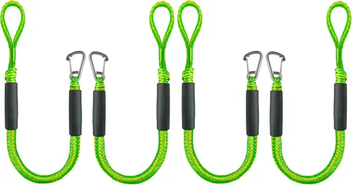 Vista 7 de Cuerda de amarre elástica de 3 pies para línea de acoplamiento con clip de acero inoxidable, accesorios para barcos, 2 unidades (verde, 3 pies)