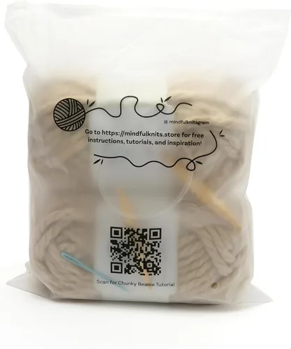 Vista 4 de mindfulknits Kit para aprender a tejer - Tejer un gorro grueso - Agujas de tejer, aguja de hilo e hilo acrílico grueso voluminoso para tejer - Malai