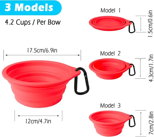 Vista 4 de PetBonus 2-Pack Silicone Collapsible Dog Bowls and Dog Collar Safety Clip