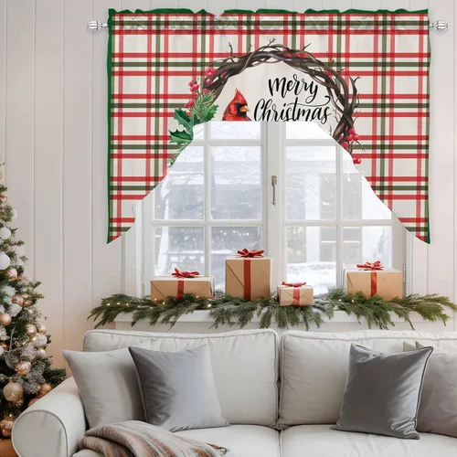 Vista 4 de Cortinas de cocina con cenefa de estilo rústico con bolsillo para barra, paneles de cortina para dormitorio, sala de estar, baño, cafetería