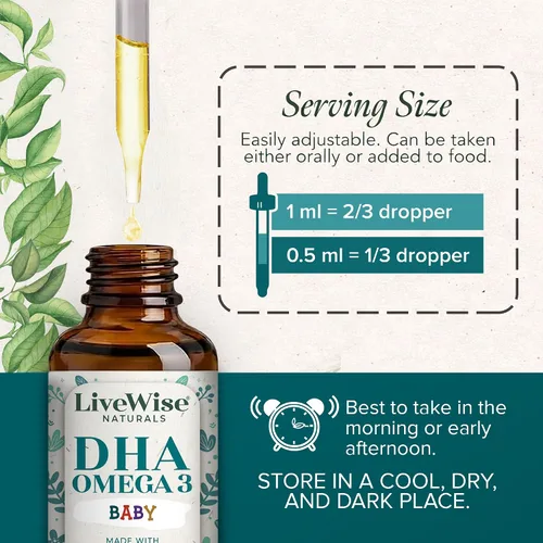 Vista 12 de Omega 3 DHA Baby Drops Vegan Liquid Omega 3, 60 porciones, 1 oz