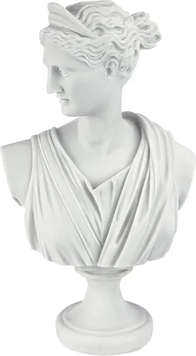 Vista 7 de Design Toscano PD72519 Busto escultórico de resina de mármol consolidado de Diana de Versalles, blanco