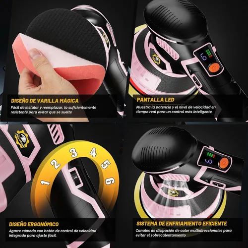 Vista 8 de Kit de pulidor inalámbrico del amortiguador del coche, pulidor DA Rosa