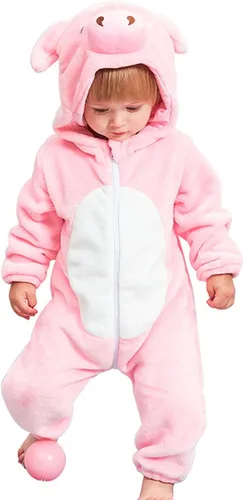 Vista 104 de Mameluco unisex de franela para bebé, disfraz de animal con capucha de dibujos animados