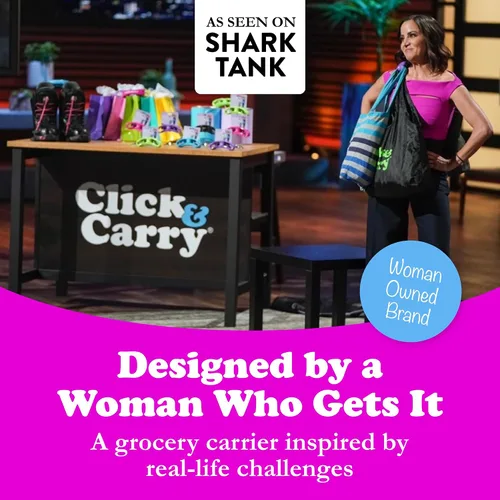 Vista 8 de Click & Carry Almacenamiento y organización de la cocina, organizador de bolsas de plástico y soporte para compras fáciles, Shark Tank, asa