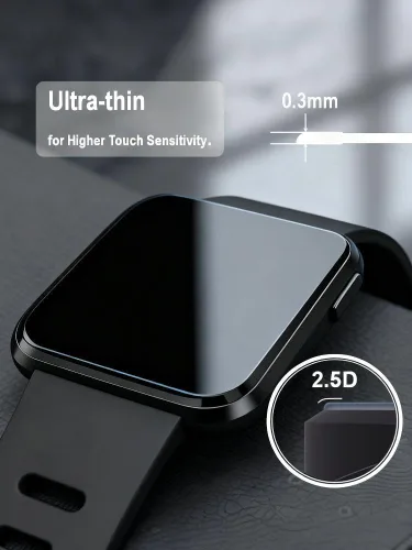 Vista 3 de iDaPro Protector de pantalla para Fitbit Versa Lite Edition/Fitbit Versa Smart Watch [4 unidades] Vidrio templado, antiarañazos, sin burbujas, fácil