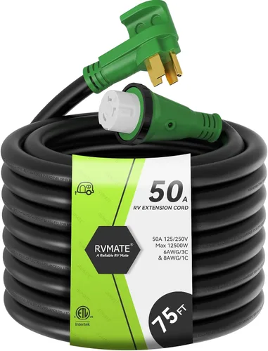 Vista 17 de RVMATE Cable de extensión de alimentación con cerradura para RV/generador de 50 amperios y 25 pies, mango de fácil enchufe, 14-50P a SS 2-50R