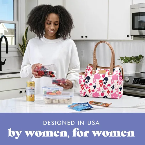 Vista 6 de Fit & Fresh Bolsa de almuerzo para mujeres, bolsa de almuerzo aislada para mujeres para el trabajo, a prueba de fugas y resistente a las manchas