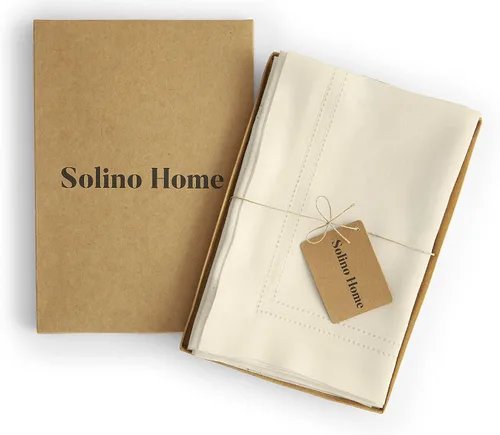 Vista 3 de Solino Home Juego de 4 servilletas de lino color marfil de lino 100 % puro con doble vainica de 20 x 20 pulgadas para verano, hechas a mano