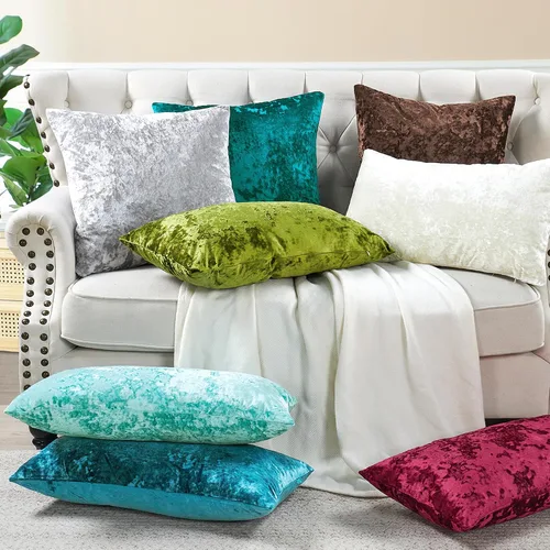 Vista 9 de Juego de 2 fundas de almohada lumbares decorativas de terciopelo abstracto de 14 x 26 pulgadas, fundas de almohada rectangulares de lujo suaves